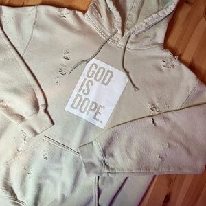 Men’s God Is Dope Distressed Hoodie